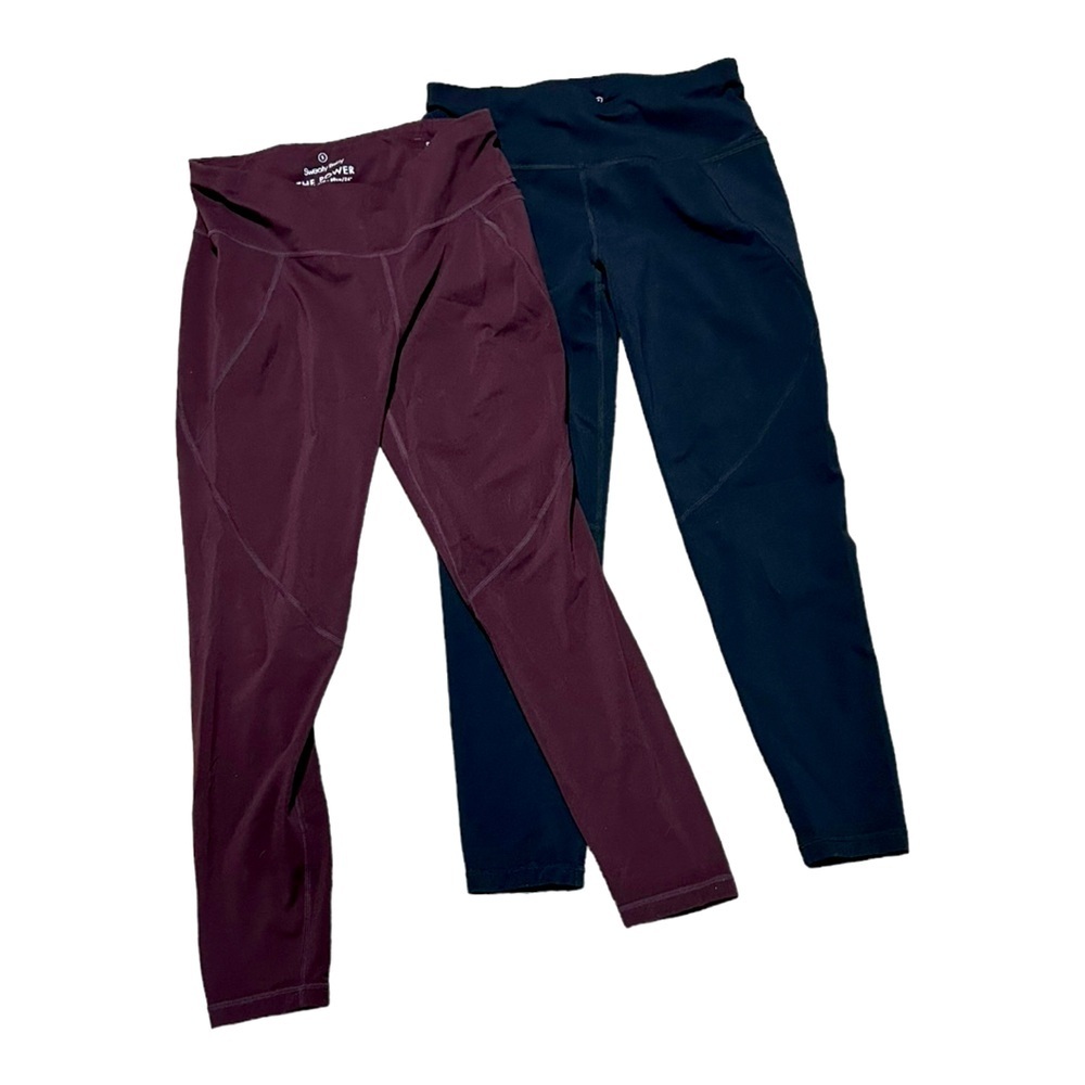 Set of 2 Sweaty Betty 7/8 Leggings. Maroon and Black. Size Small